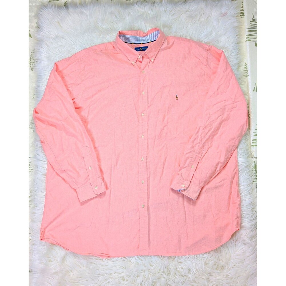 Ralph Lauren Shirt Mens 4XLT Big Tall Pink Classic Fit Cotton Button Down Preppy